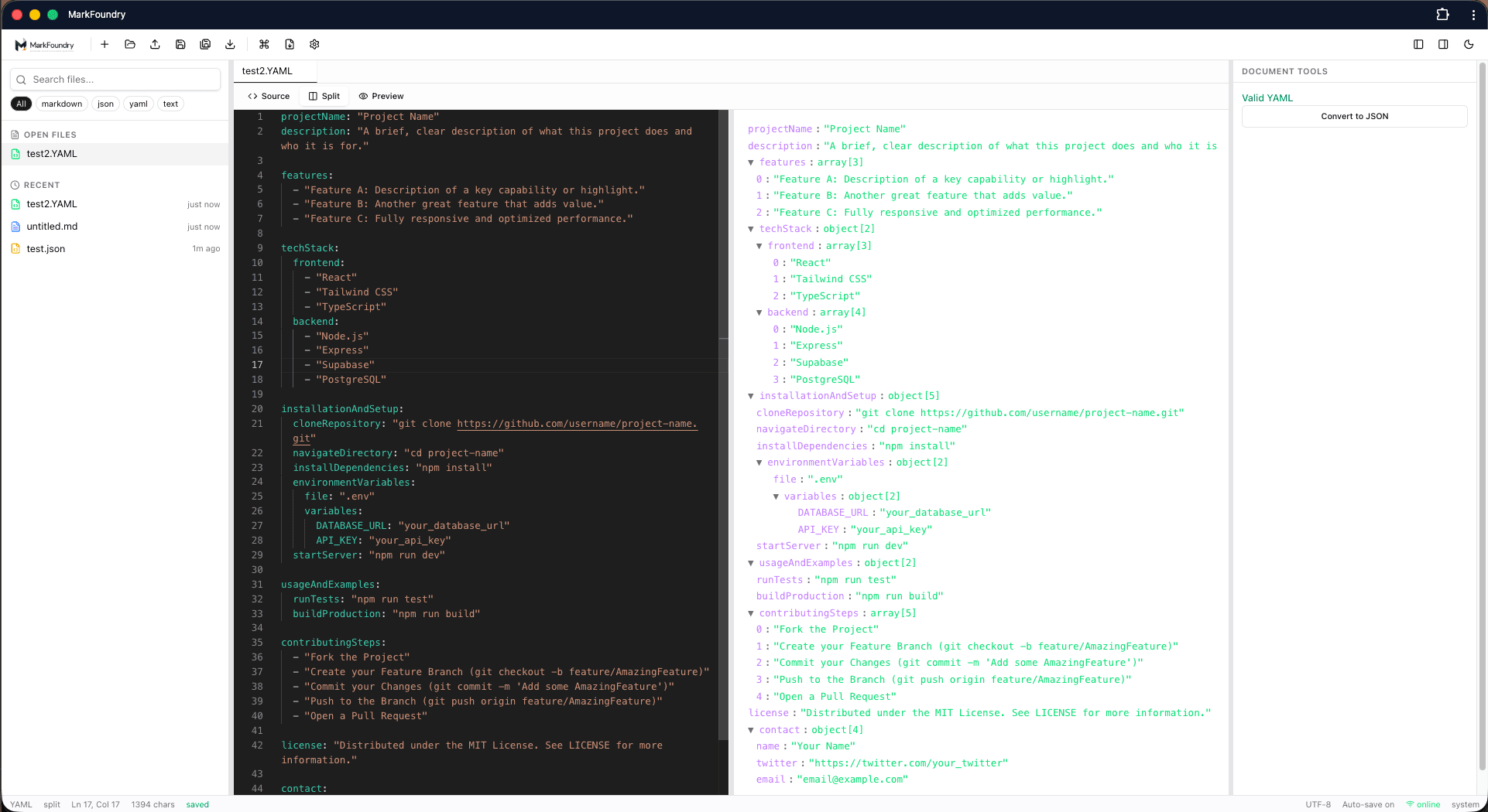 YAML editor